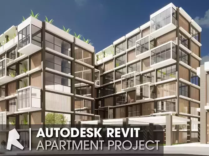 Apartment Building Revit Project 3D model