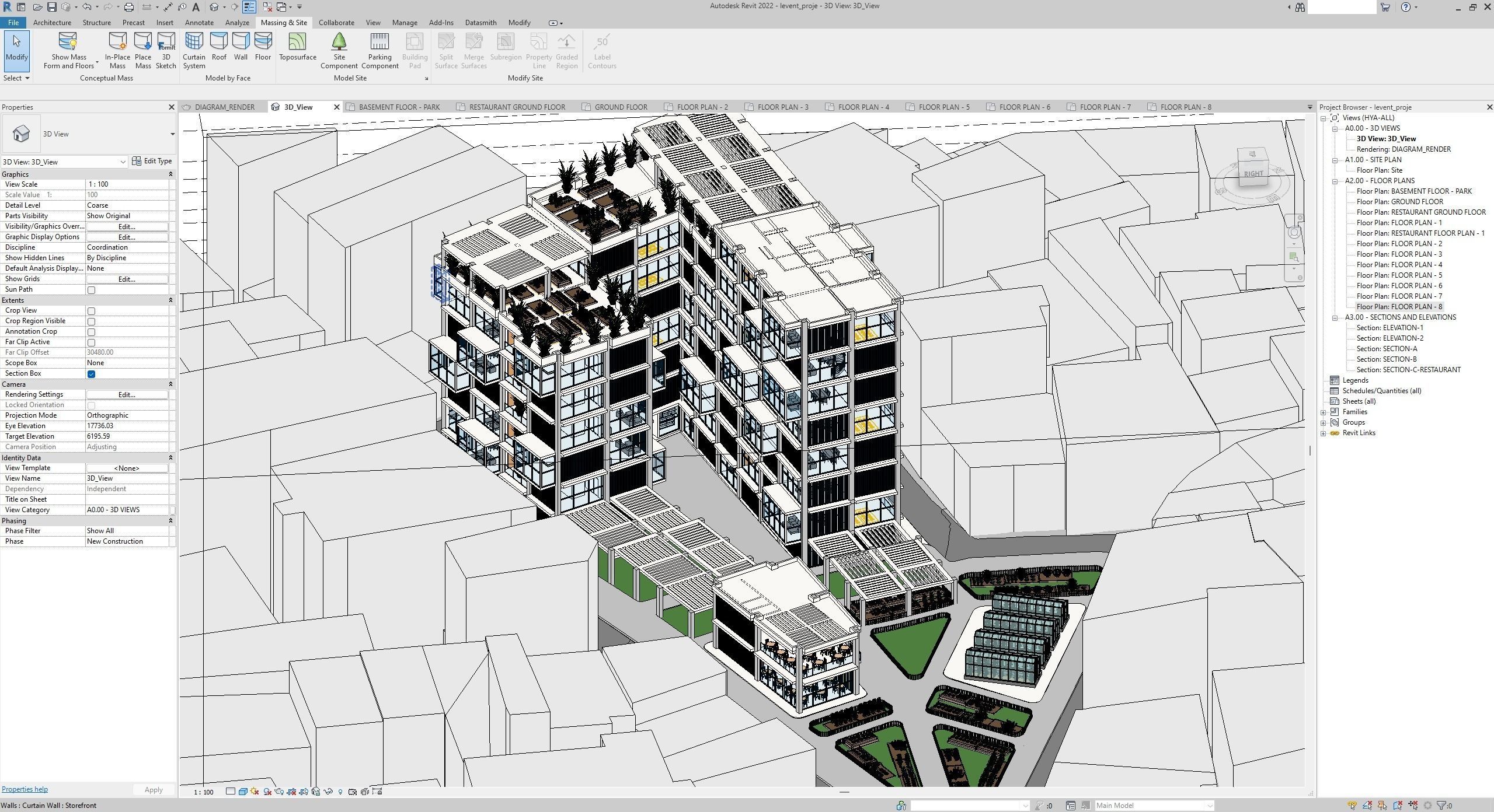Apartment Building Revit Project 3D model_5