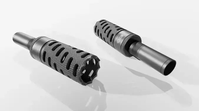 CMB Helical Baffle 12 Gauge Shotgun Muzzle Brake Low-poly 3D model