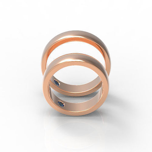 5mm Band Diamond  Couple  Ring 3D print model