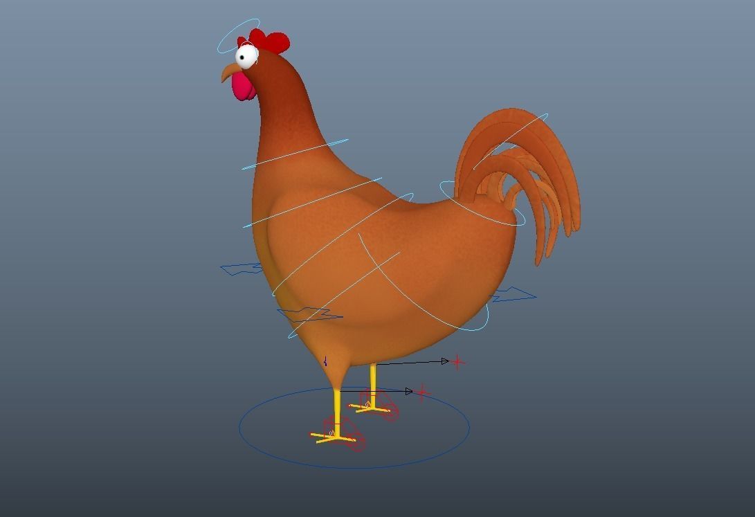 Cartoon Chicken - Rigged Low-poly 3D model_5