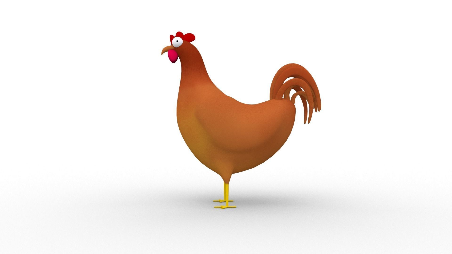 Cartoon Chicken - Rigged Low-poly 3D model_3