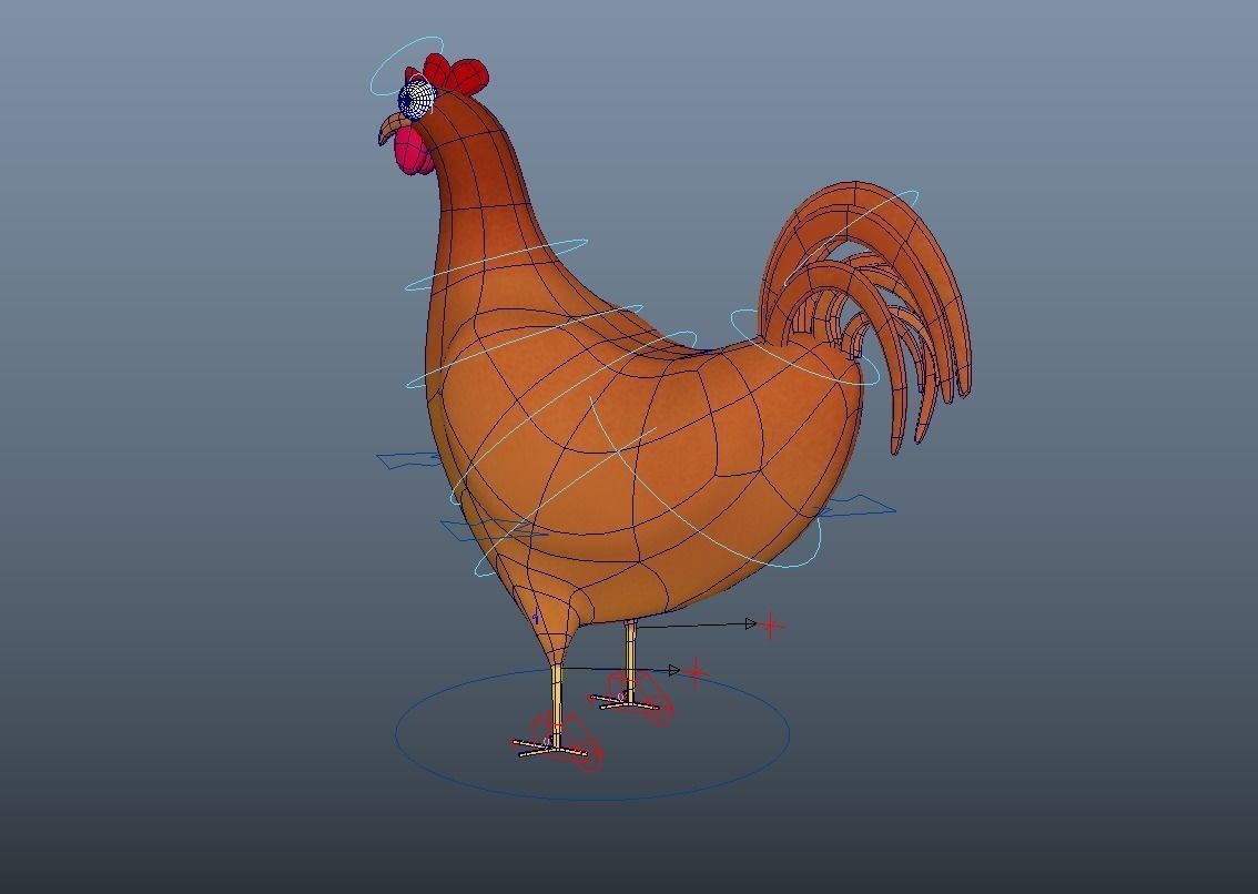 Cartoon Chicken - Rigged Low-poly 3D model_8