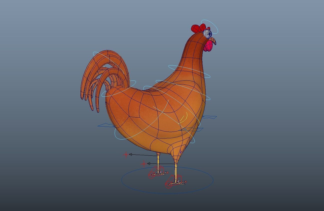Cartoon Chicken - Rigged Low-poly 3D model_9