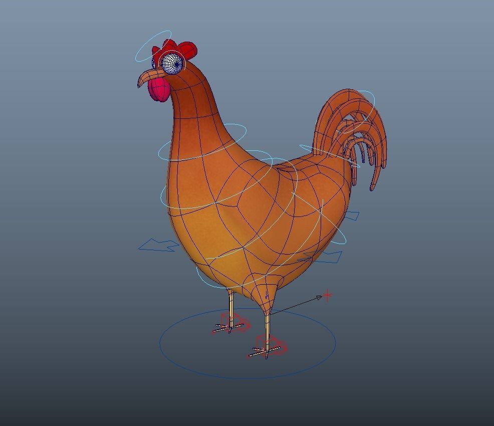Cartoon Chicken - Rigged Low-poly 3D model_7