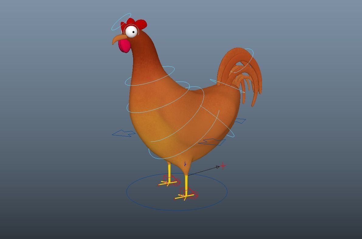 Cartoon Chicken - Rigged Low-poly 3D model_4
