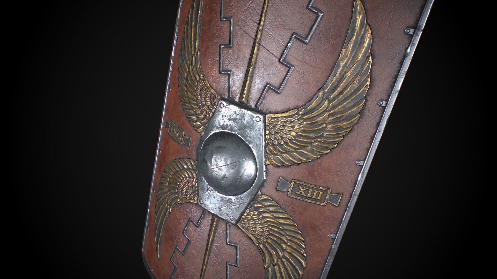 Roman shield Scutum Low-poly 3D model_8