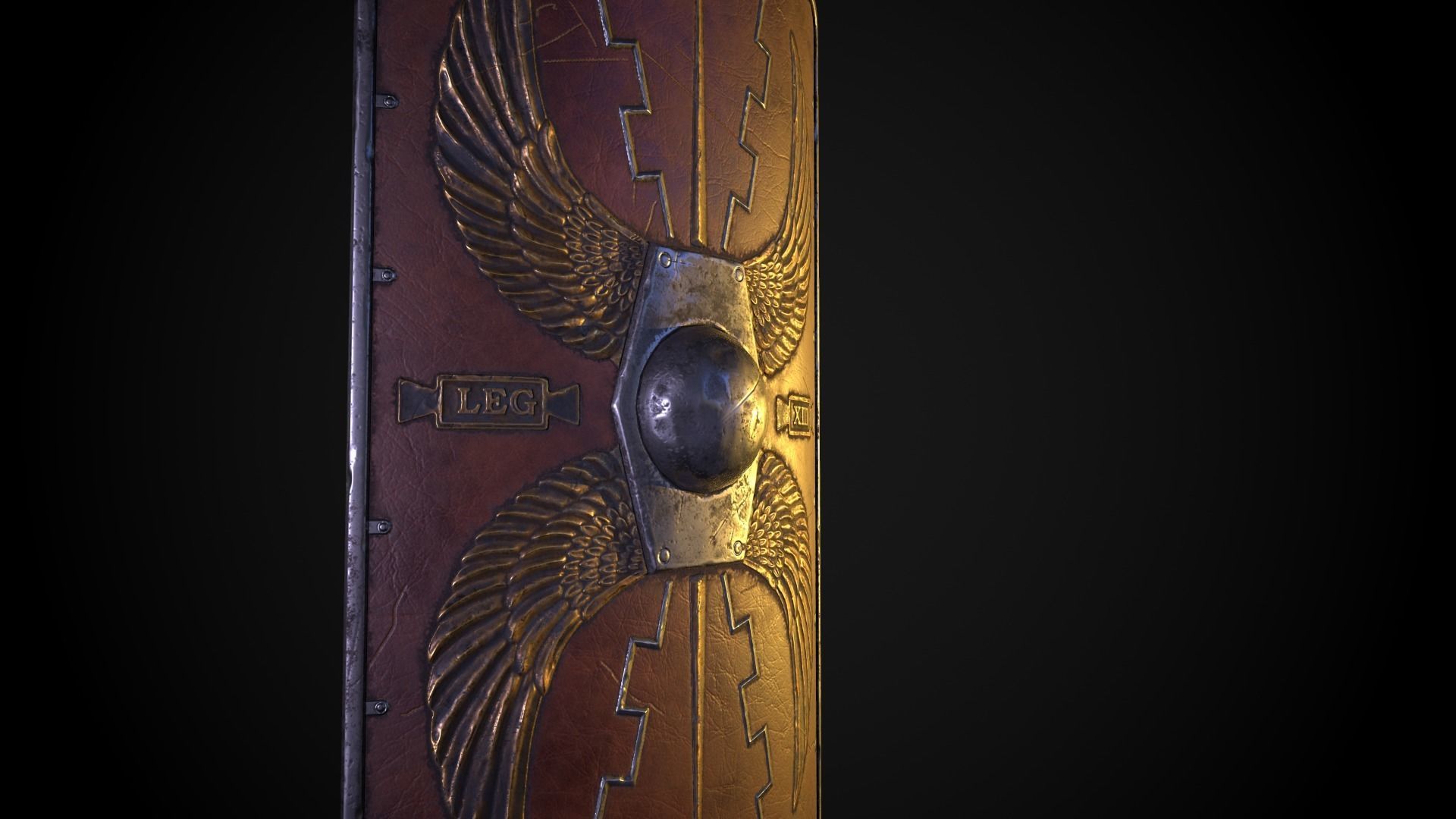 Roman shield Scutum Low-poly 3D model_3