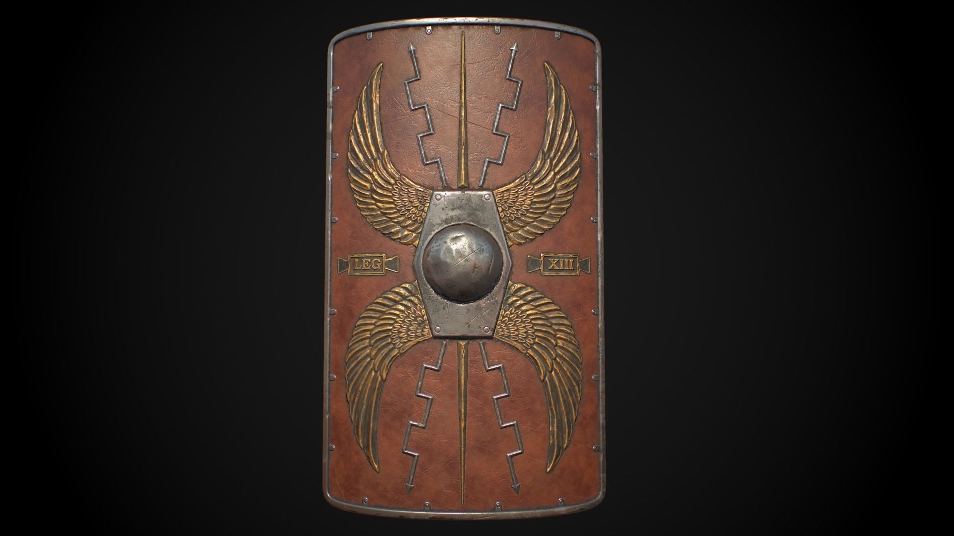 Roman shield Scutum Low-poly 3D model_5