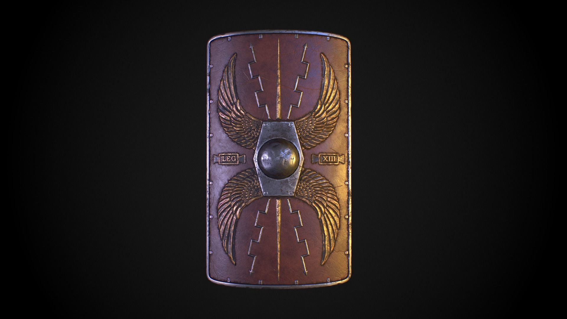 Roman shield Scutum Low-poly 3D model_6