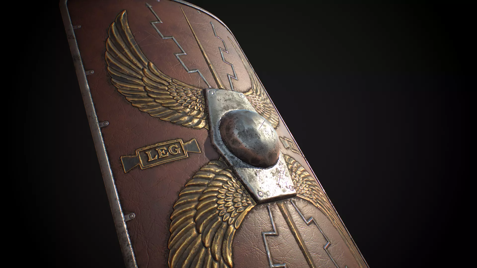 Roman shield Scutum Low-poly 3D model_0