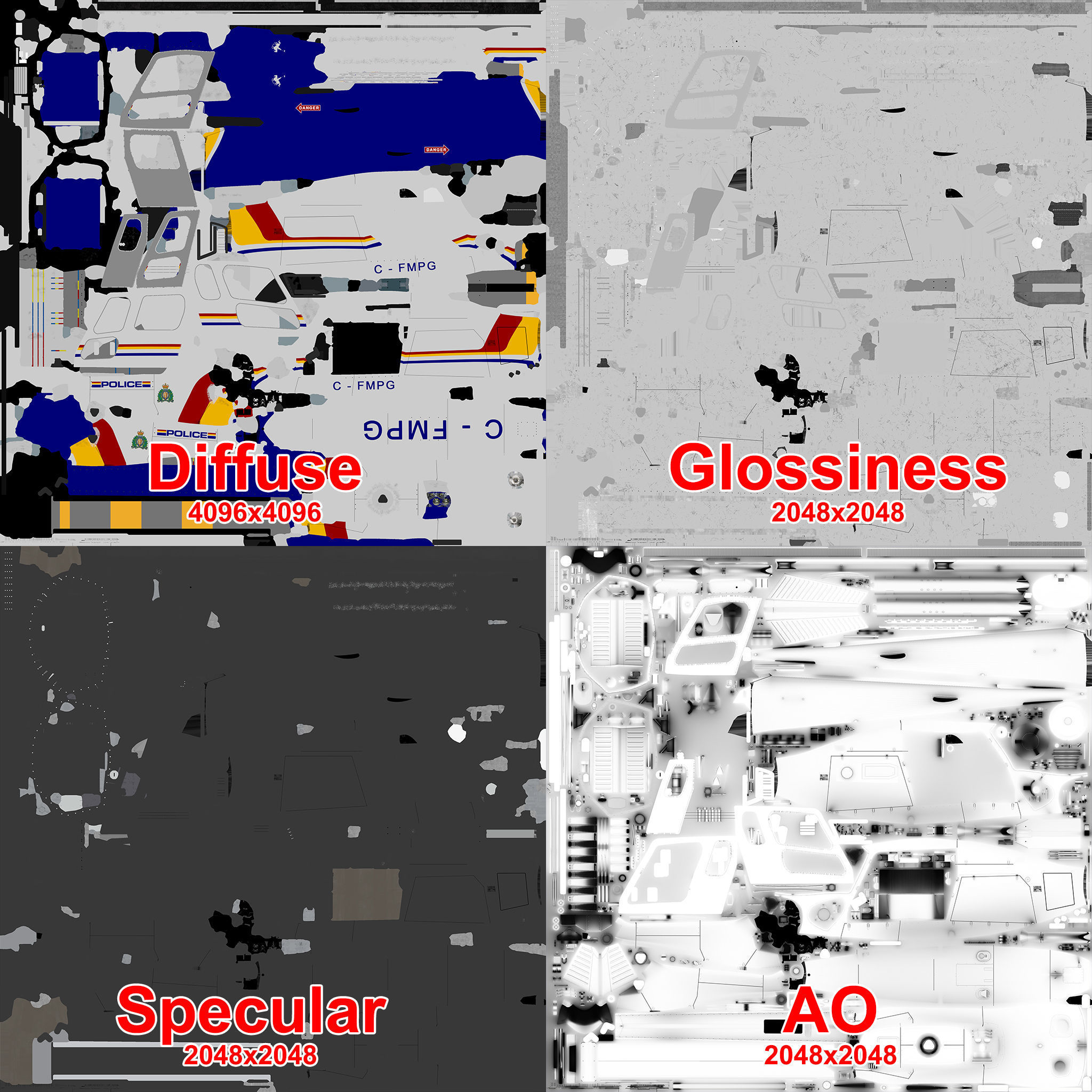 AS-350 Royal Canadian Mounted Police Low-poly 3D model_15