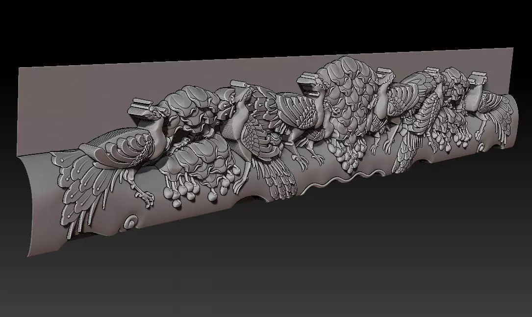 Wooden Peacock Wall Art - Asian Oriental Accents 3D print model_0