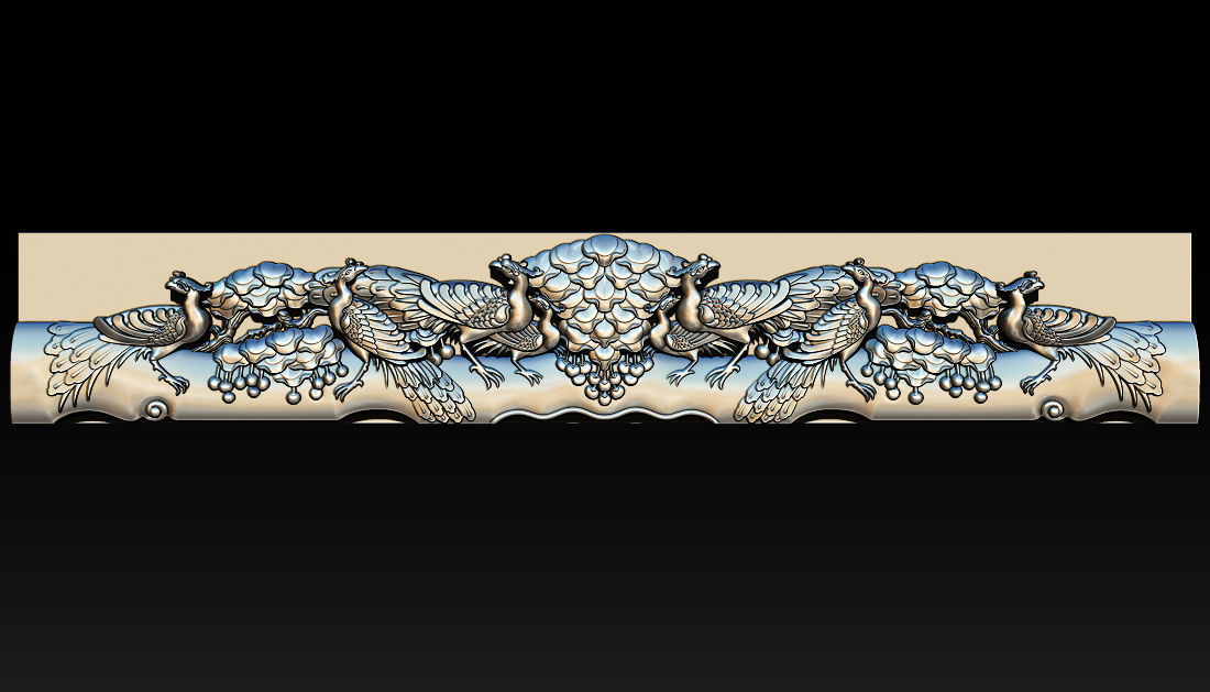 Wooden Peacock Wall Art - Asian Oriental Accents 3D print model_5