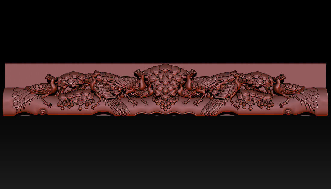 Wooden Peacock Wall Art - Asian Oriental Accents 3D print model_6