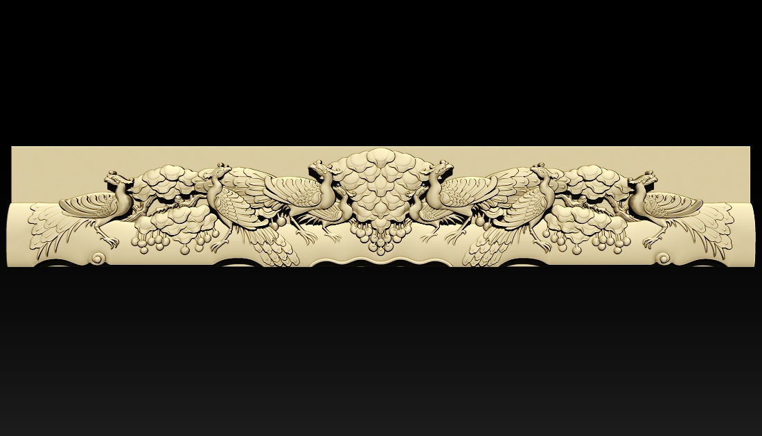 Wooden Peacock Wall Art - Asian Oriental Accents 3D print model_3