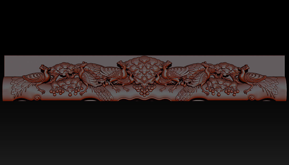 Wooden Peacock Wall Art - Asian Oriental Accents 3D print model_7