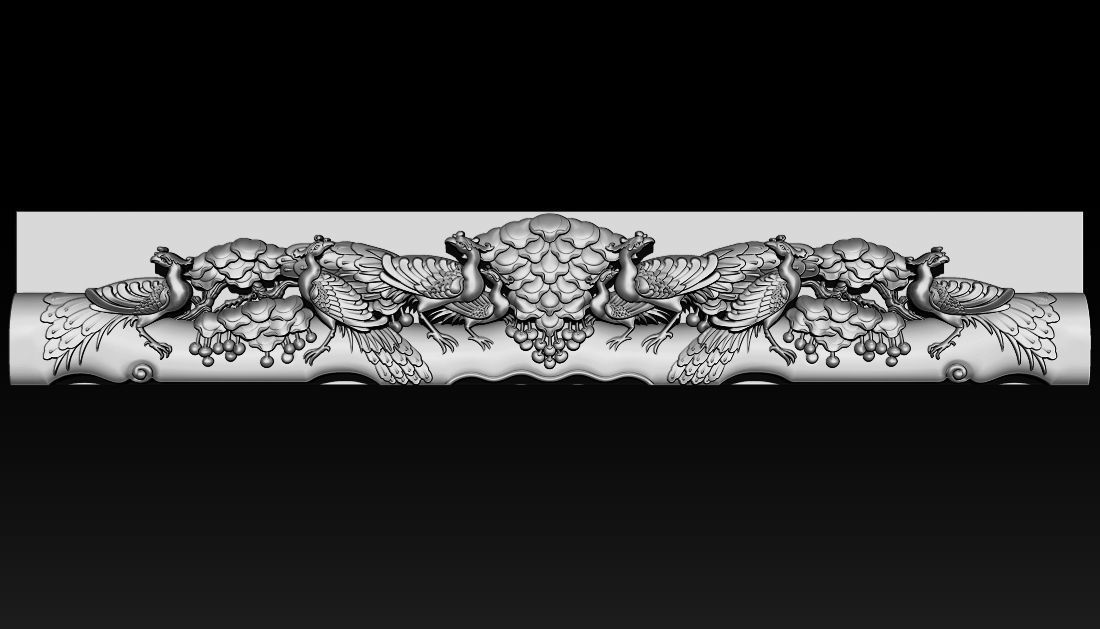 Wooden Peacock Wall Art - Asian Oriental Accents 3D print model_1