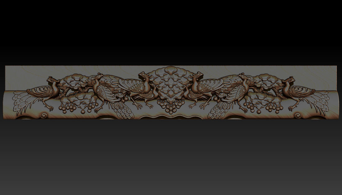 Wooden Peacock Wall Art - Asian Oriental Accents 3D print model_2