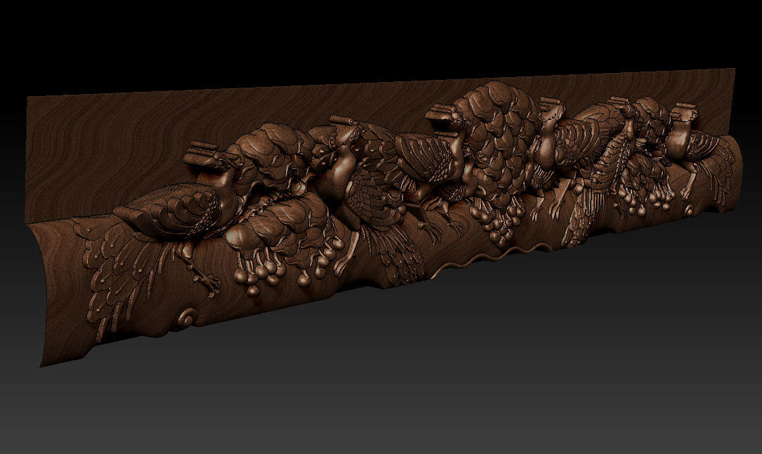 Wooden Peacock Wall Art - Asian Oriental Accents 3D print model_8