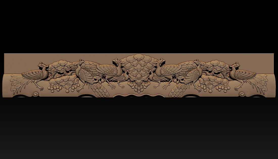 Wooden Peacock Wall Art - Asian Oriental Accents 3D print model_4