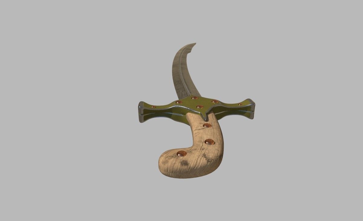 Mamluke Curved Sword 3D model_2