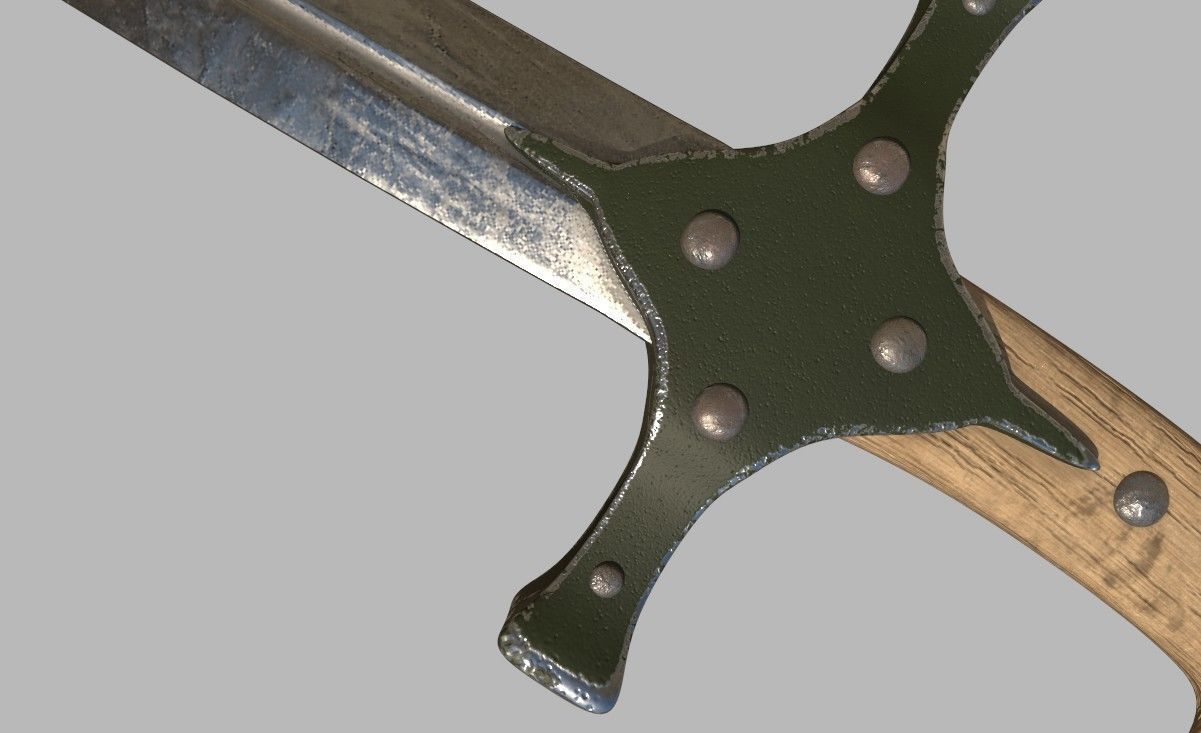 Mamluke Curved Sword 3D model_13