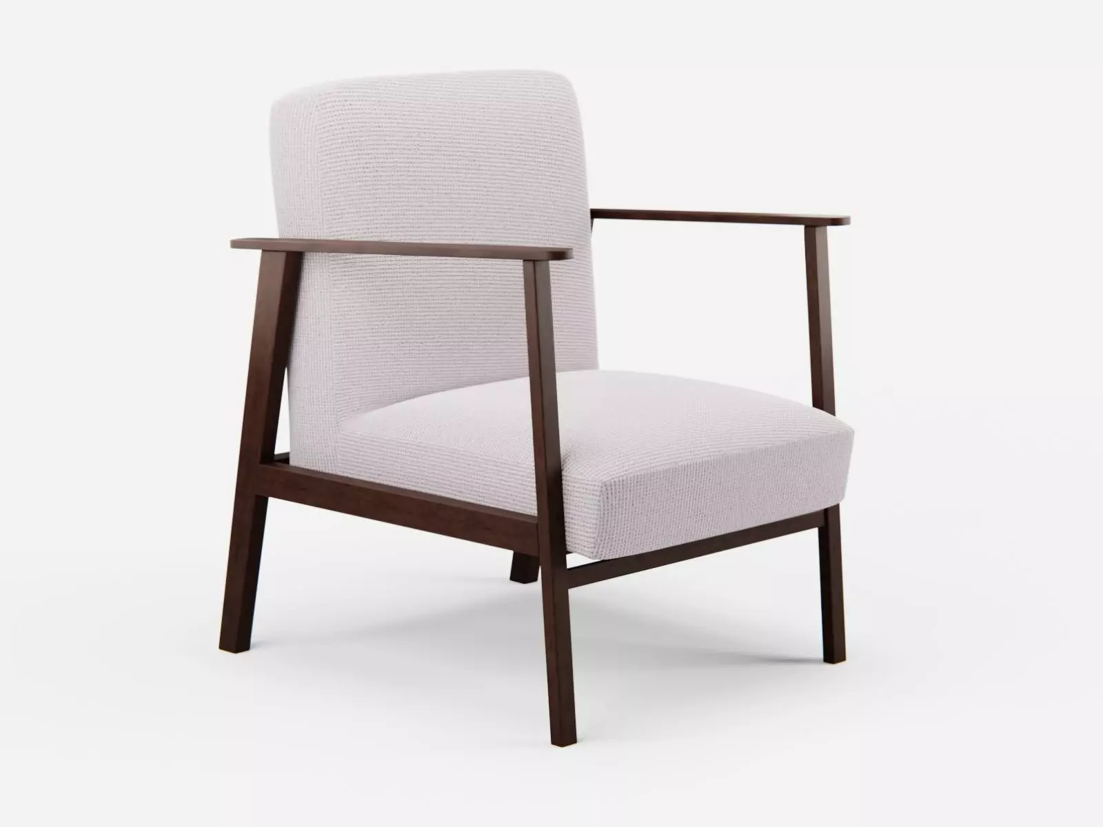 Wooden Armchair White Subdivision Ready for Film Low-poly 3D model_0