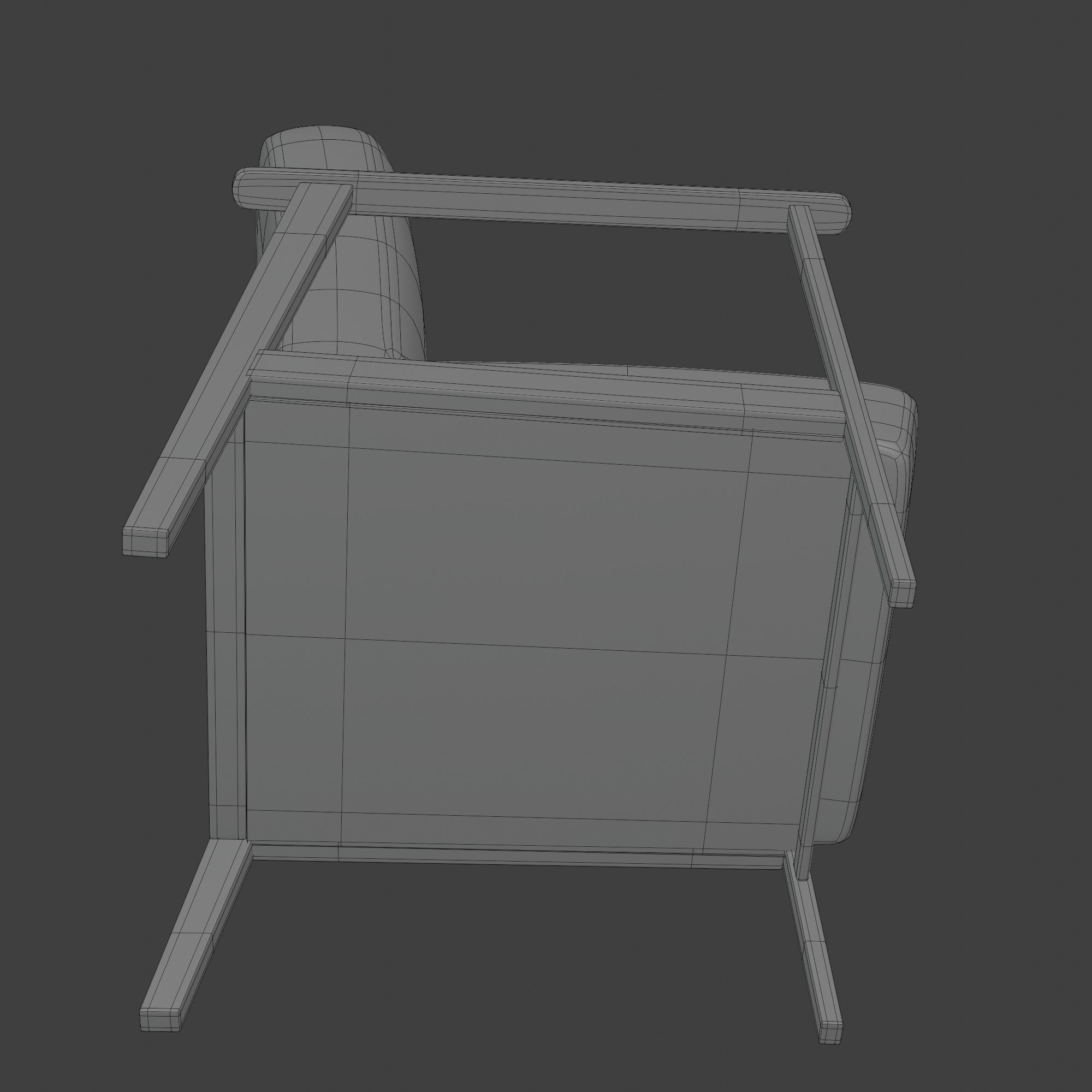 Wooden Armchair White Subdivision Ready for Film Low-poly 3D model_31