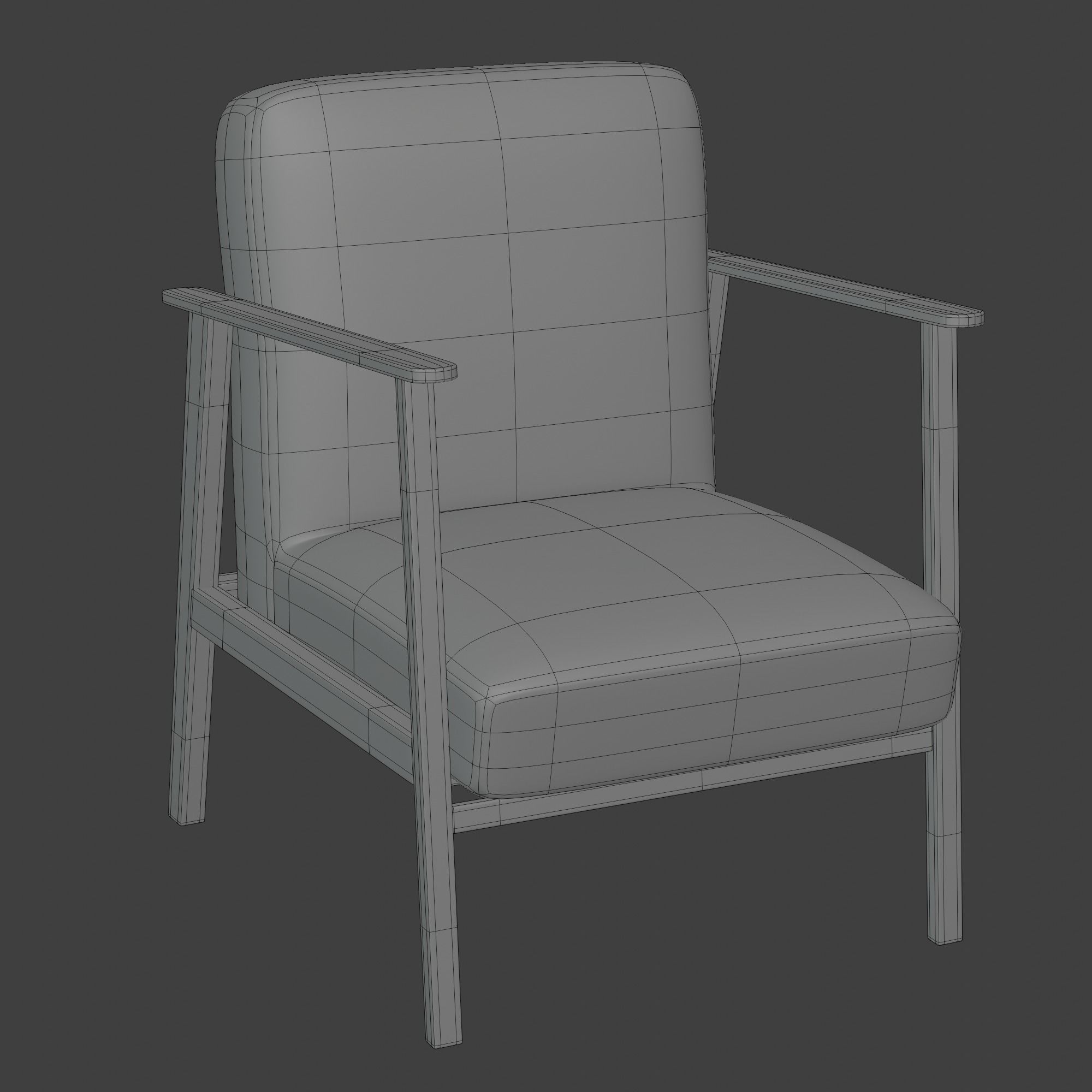Wooden Armchair White Subdivision Ready for Film Low-poly 3D model_17