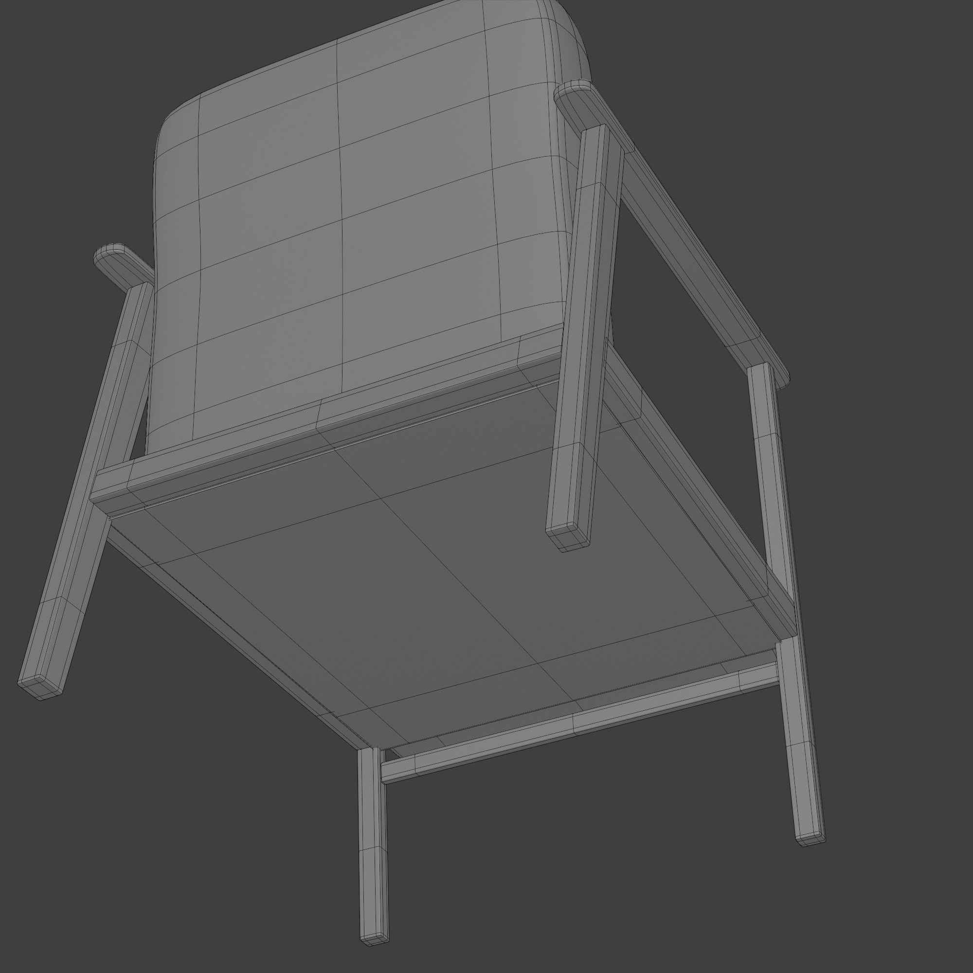 Wooden Armchair White Subdivision Ready for Film Low-poly 3D model_30