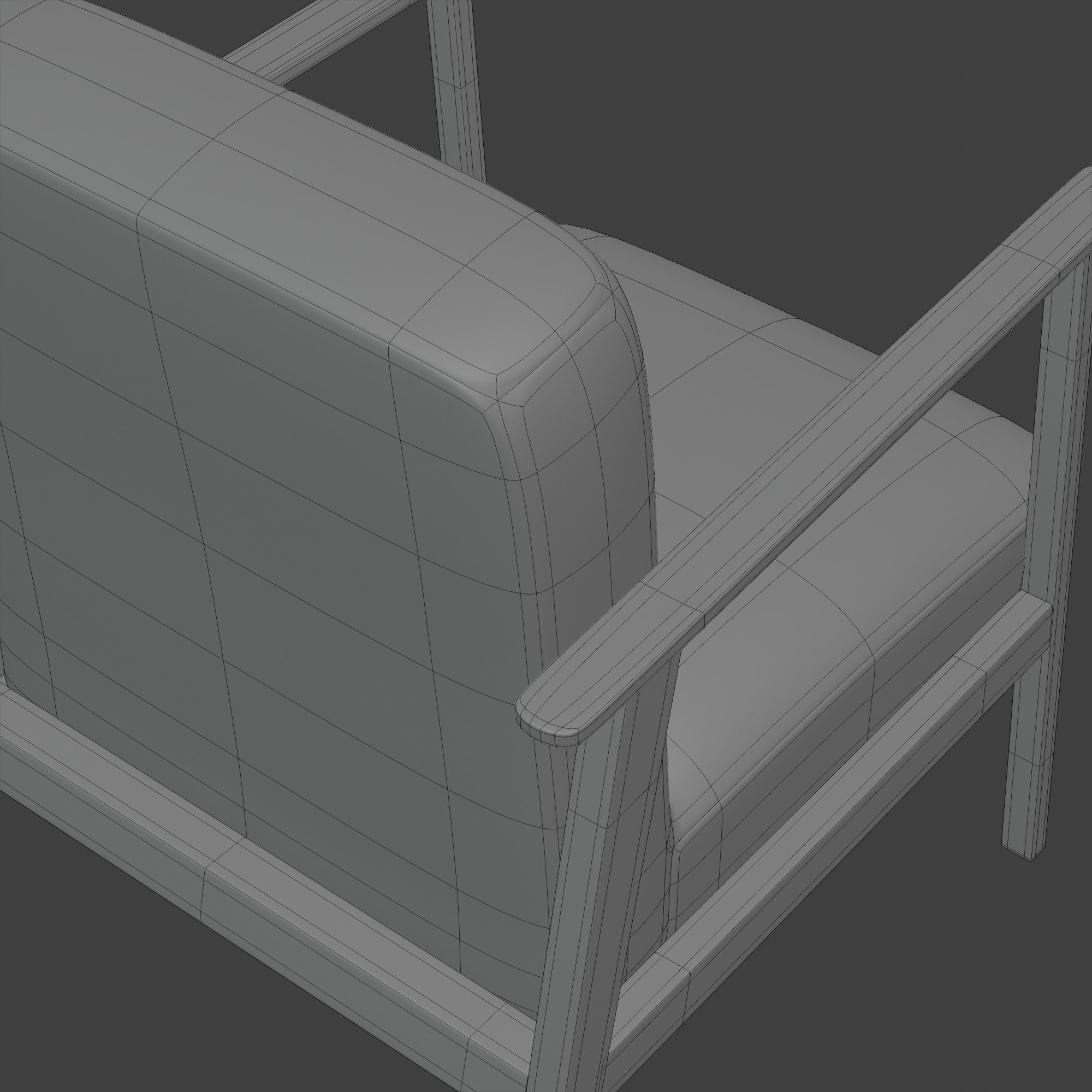 Wooden Armchair White Subdivision Ready for Film Low-poly 3D model_20