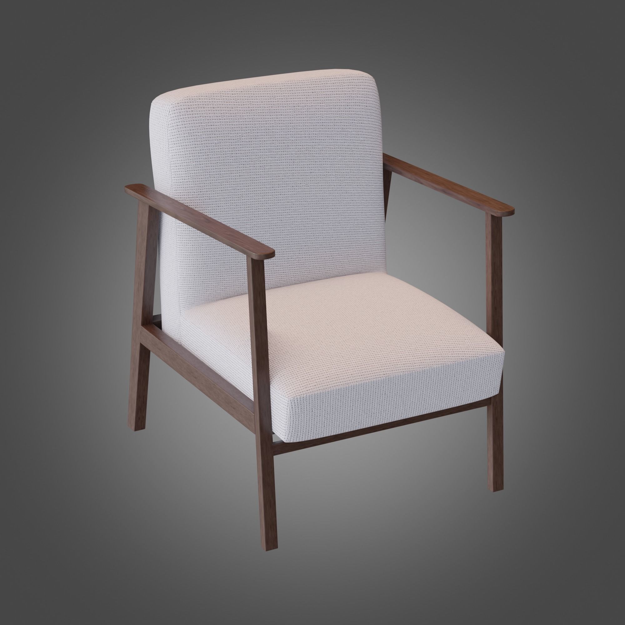 Wooden Armchair White Subdivision Ready for Film Low-poly 3D model_2