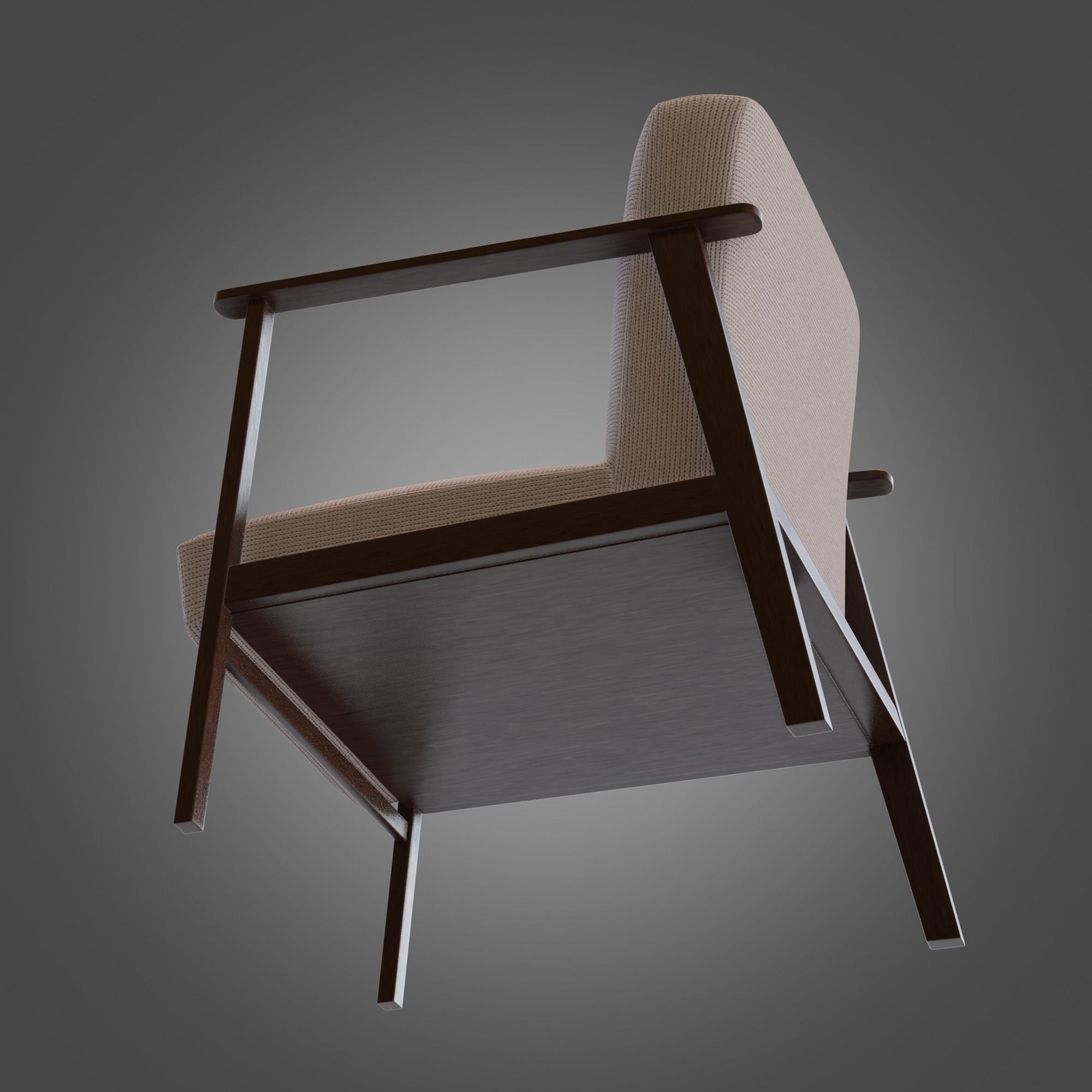 Wooden Armchair White Subdivision Ready for Film Low-poly 3D model_10