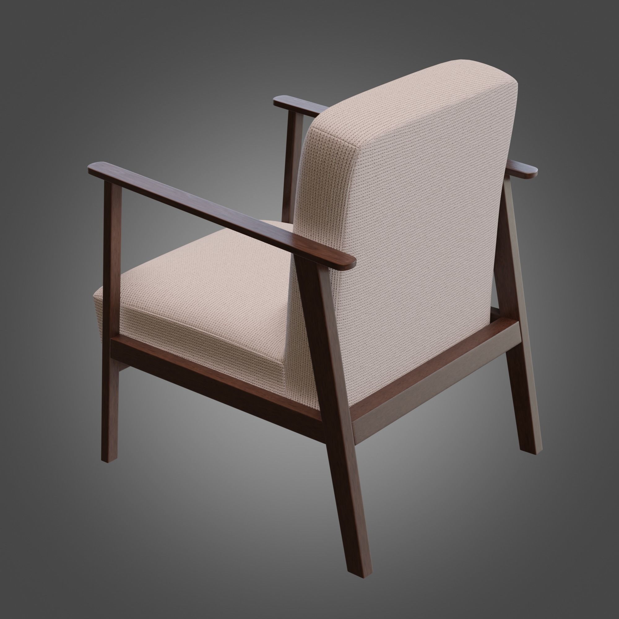 Wooden Armchair White Subdivision Ready for Film Low-poly 3D model_4