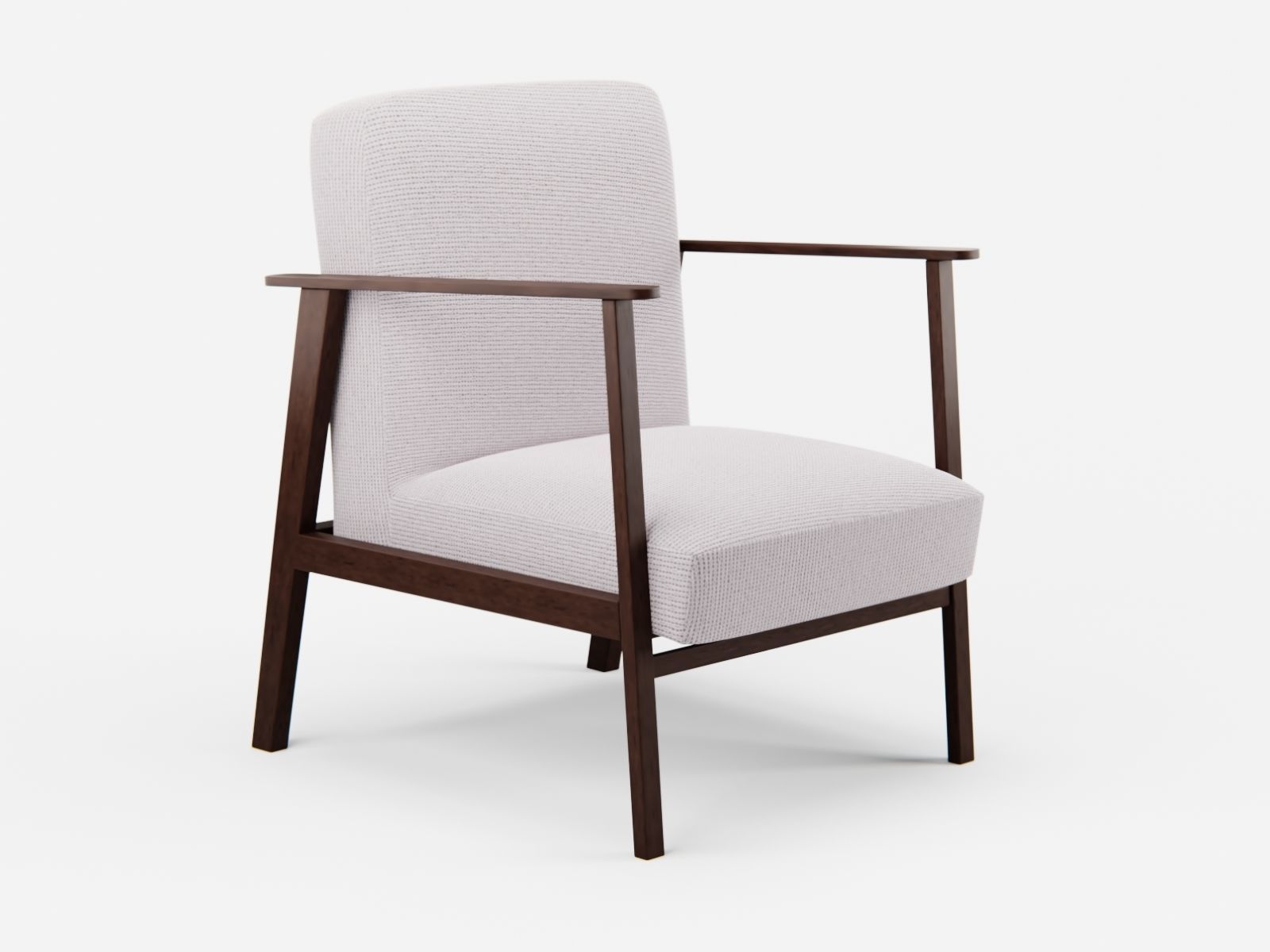 Wooden Armchair White Subdivision Ready for Film Low-poly 3D model_1