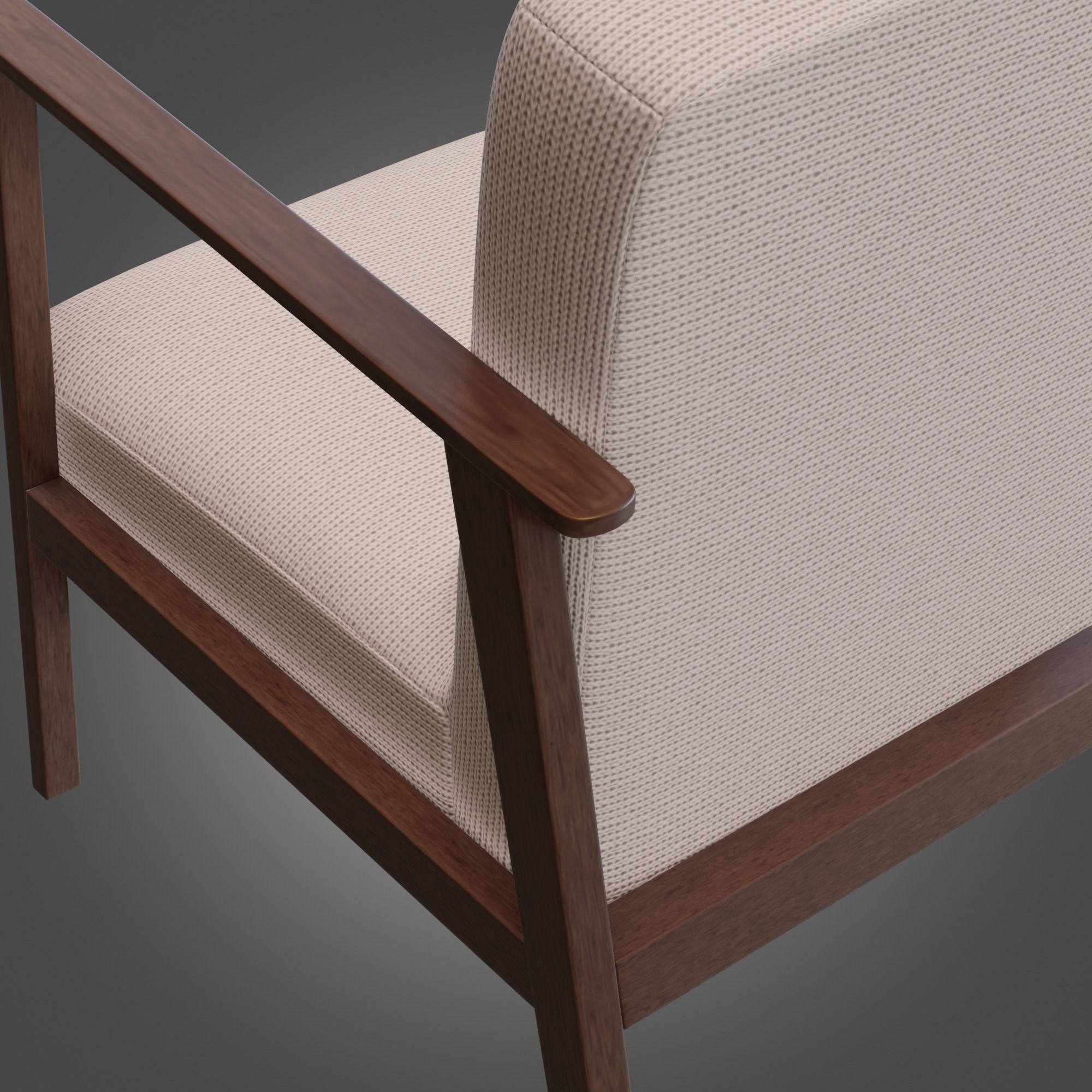 Wooden Armchair White Subdivision Ready for Film Low-poly 3D model_13
