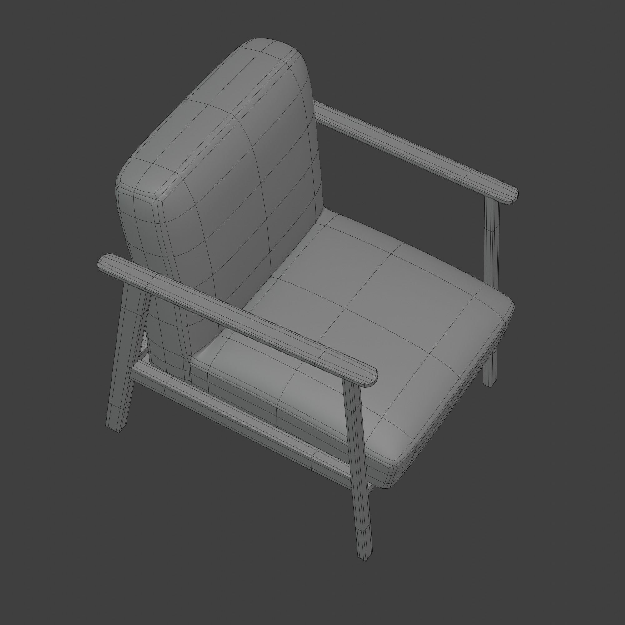 Wooden Armchair White Subdivision Ready for Film Low-poly 3D model_27