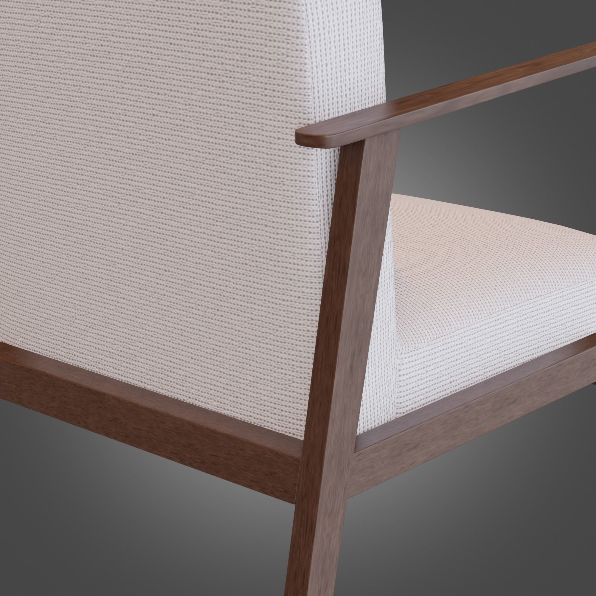 Wooden Armchair White Subdivision Ready for Film Low-poly 3D model_12