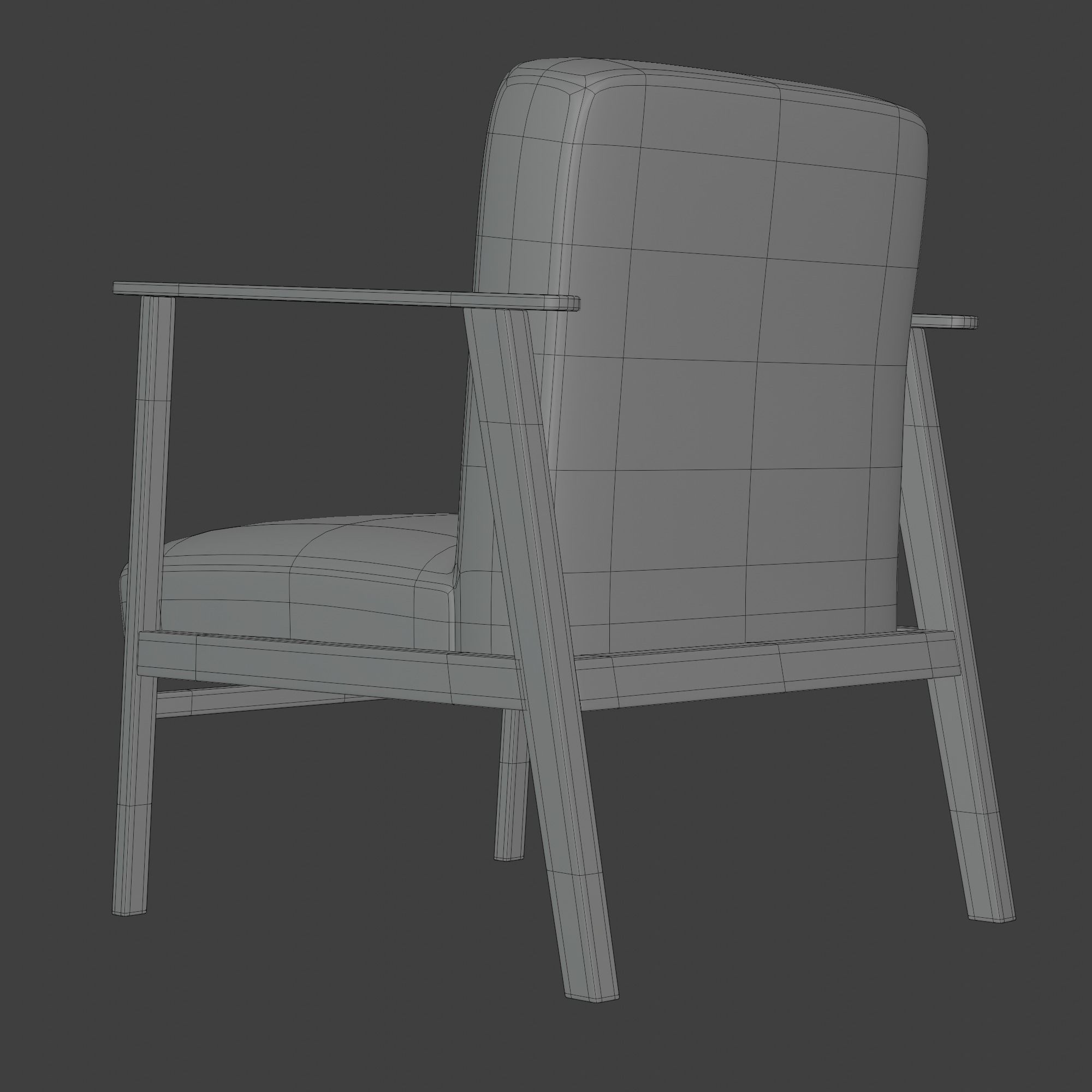 Wooden Armchair White Subdivision Ready for Film Low-poly 3D model_29