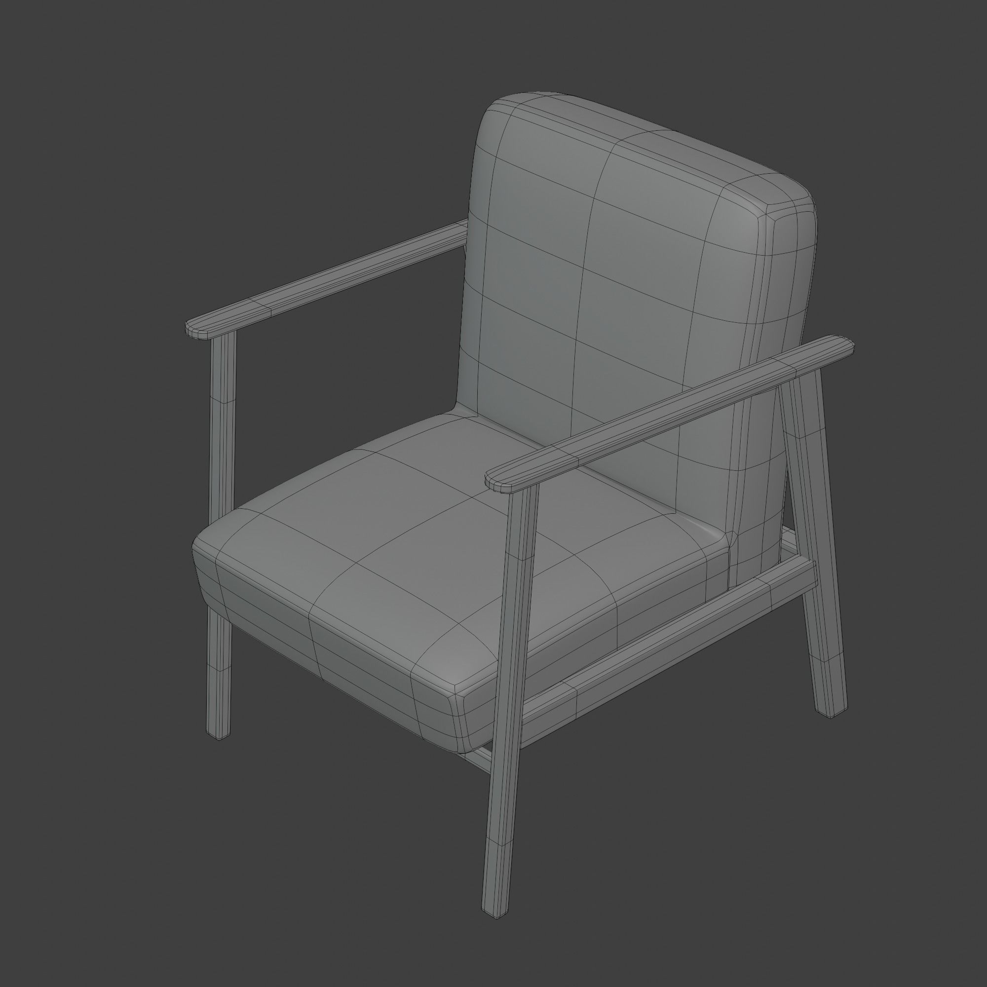 Wooden Armchair White Subdivision Ready for Film Low-poly 3D model_28