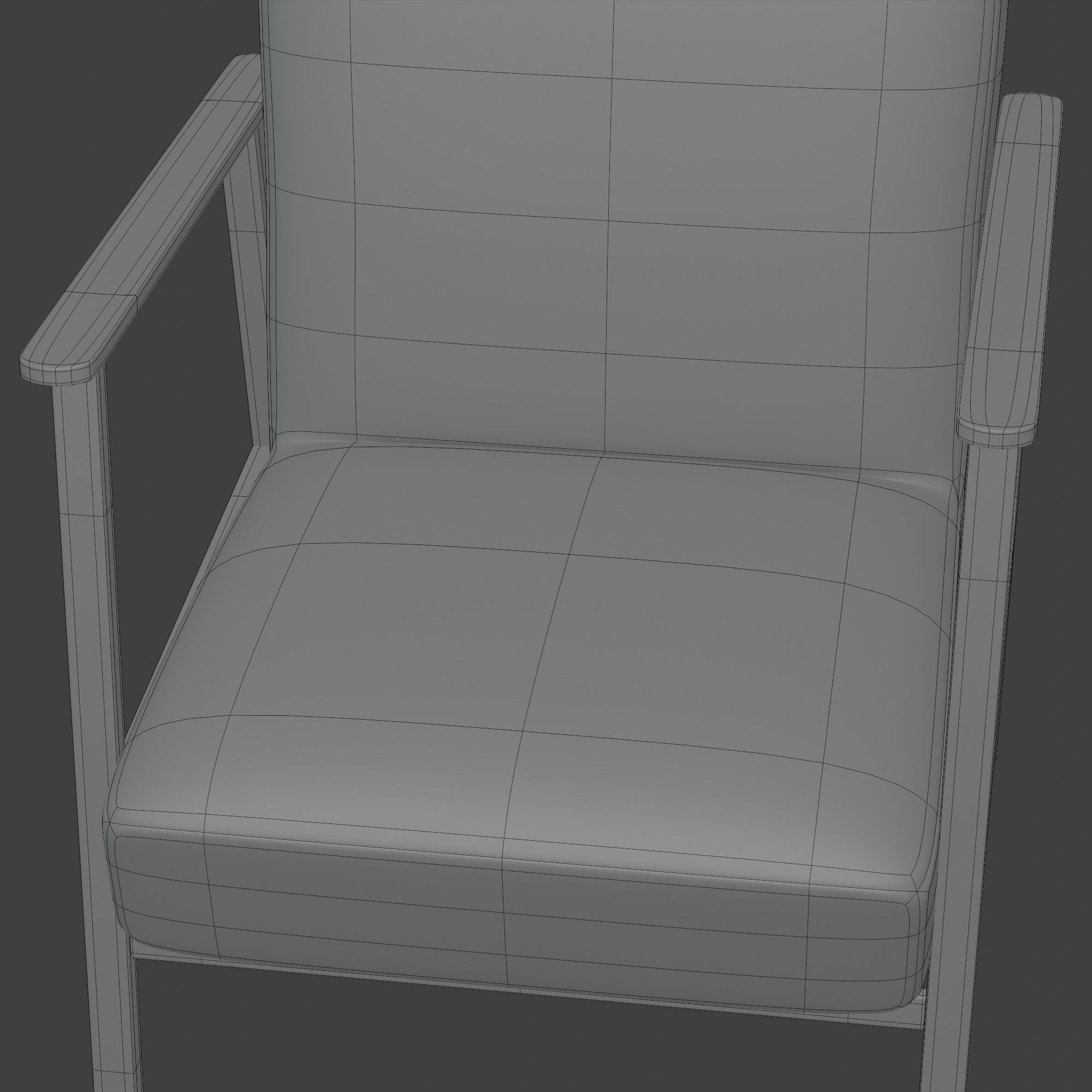 Wooden Armchair White Subdivision Ready for Film Low-poly 3D model_21