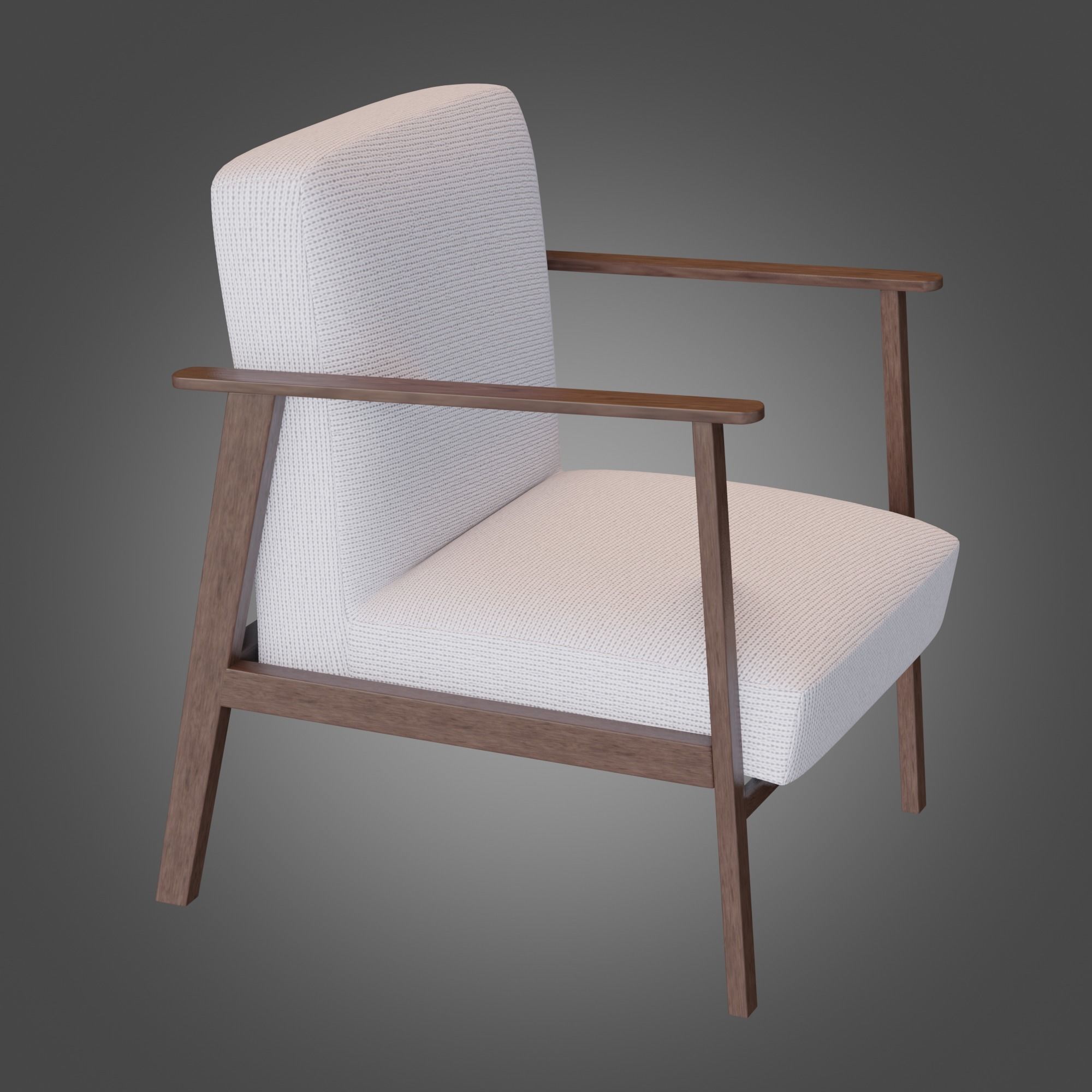 Wooden Armchair White Subdivision Ready for Film Low-poly 3D model_6