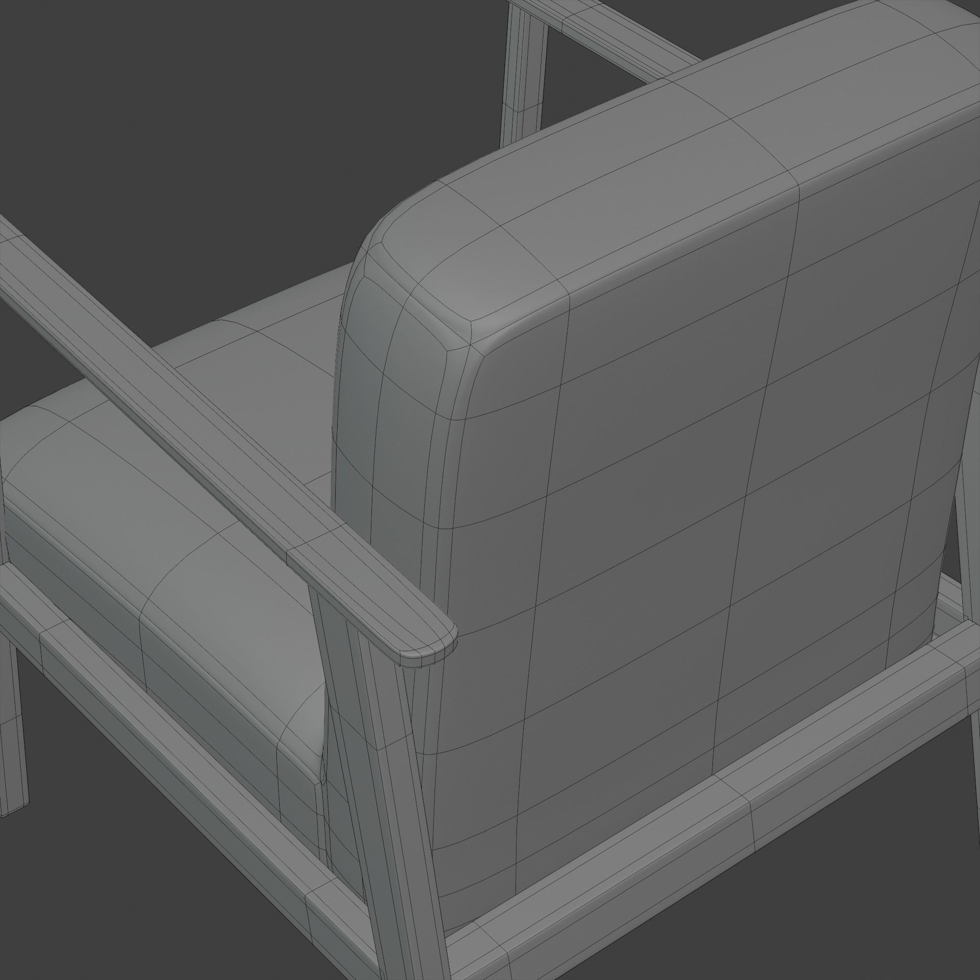 Wooden Armchair White Subdivision Ready for Film Low-poly 3D model_19