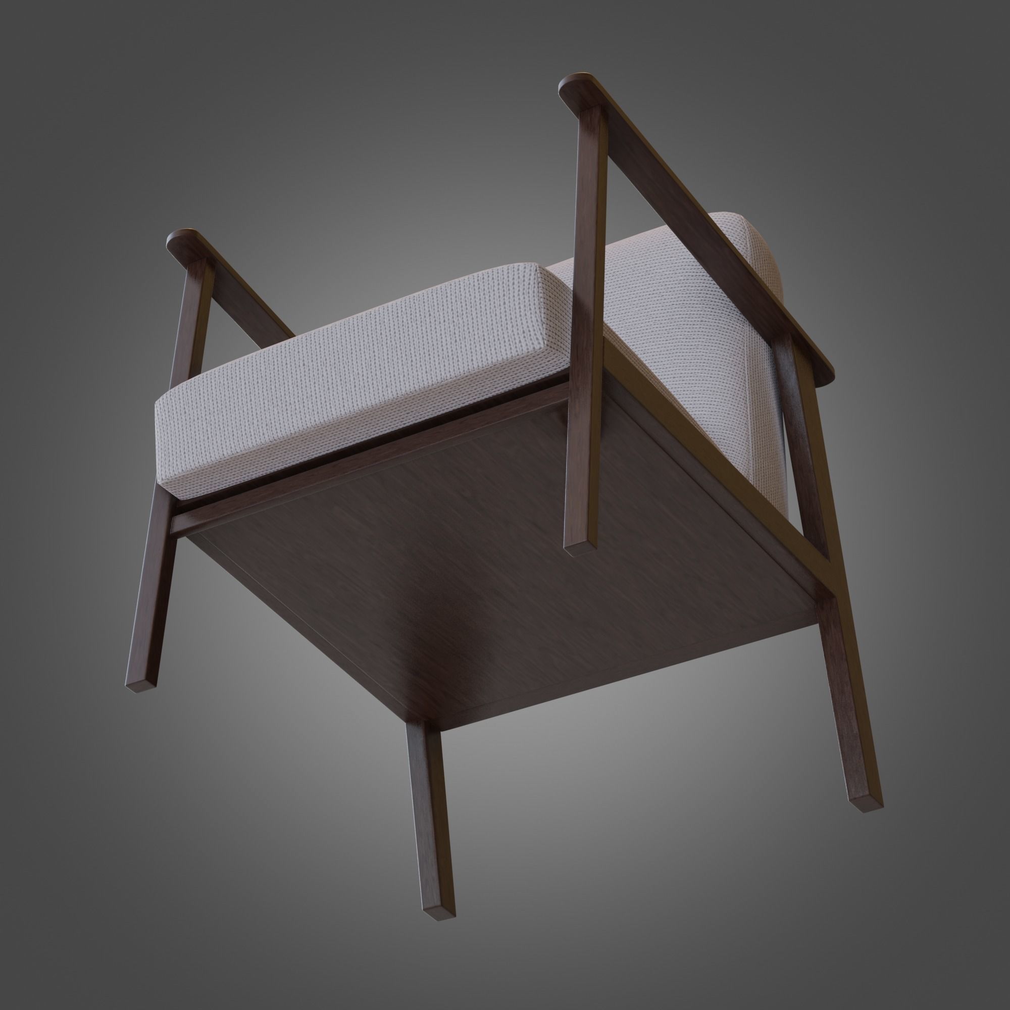 Wooden Armchair White Subdivision Ready for Film Low-poly 3D model_11