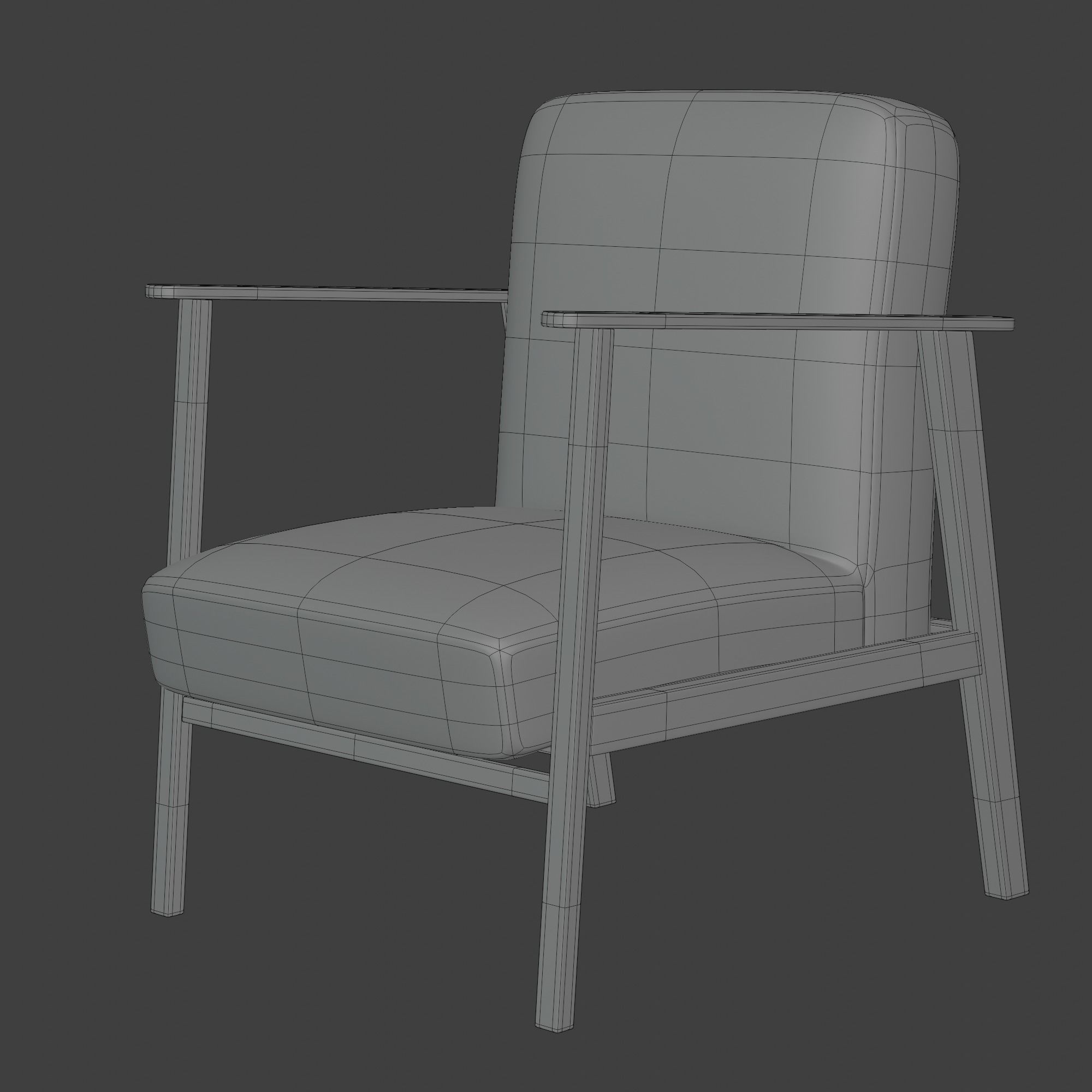Wooden Armchair White Subdivision Ready for Film Low-poly 3D model_18
