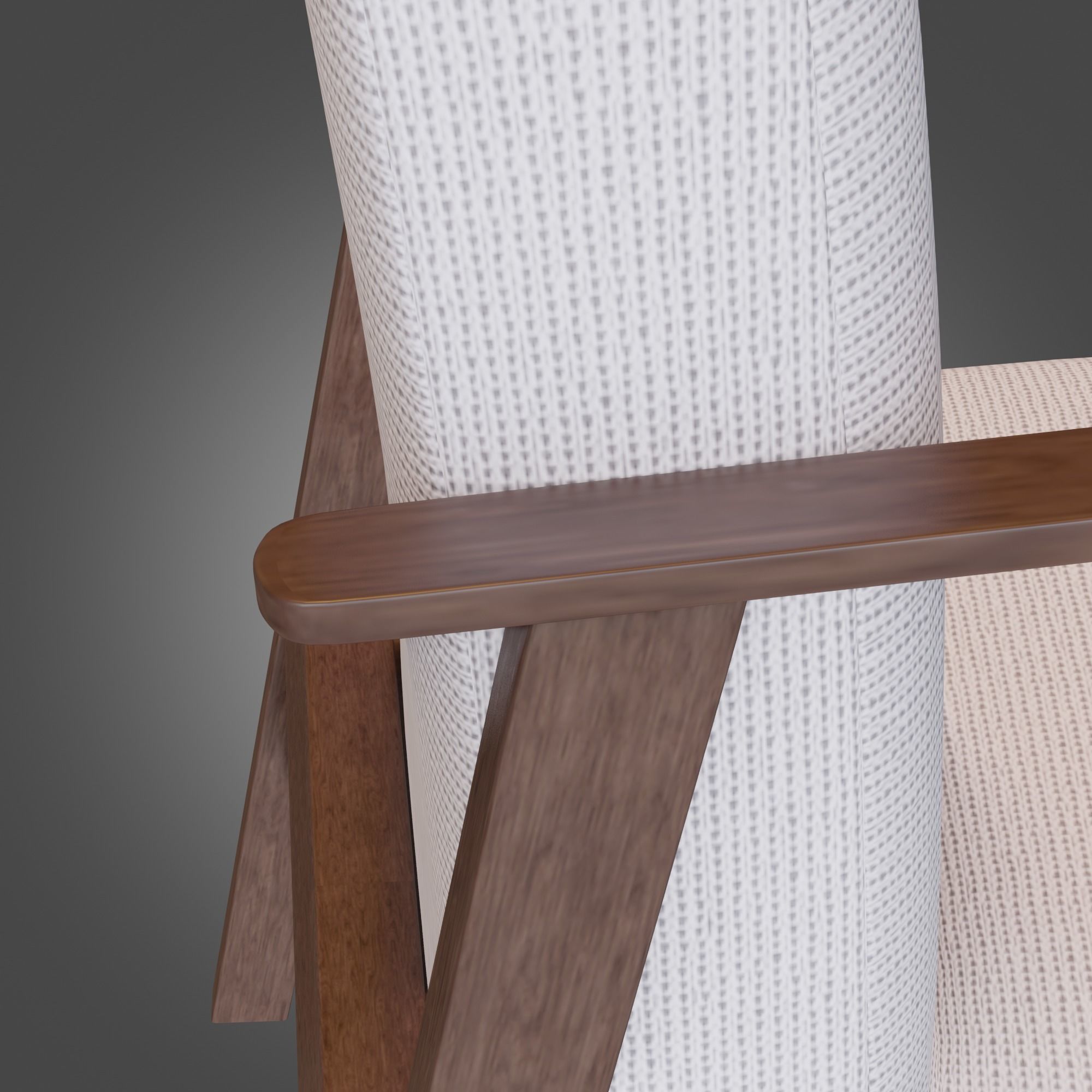 Wooden Armchair White Subdivision Ready for Film Low-poly 3D model_15