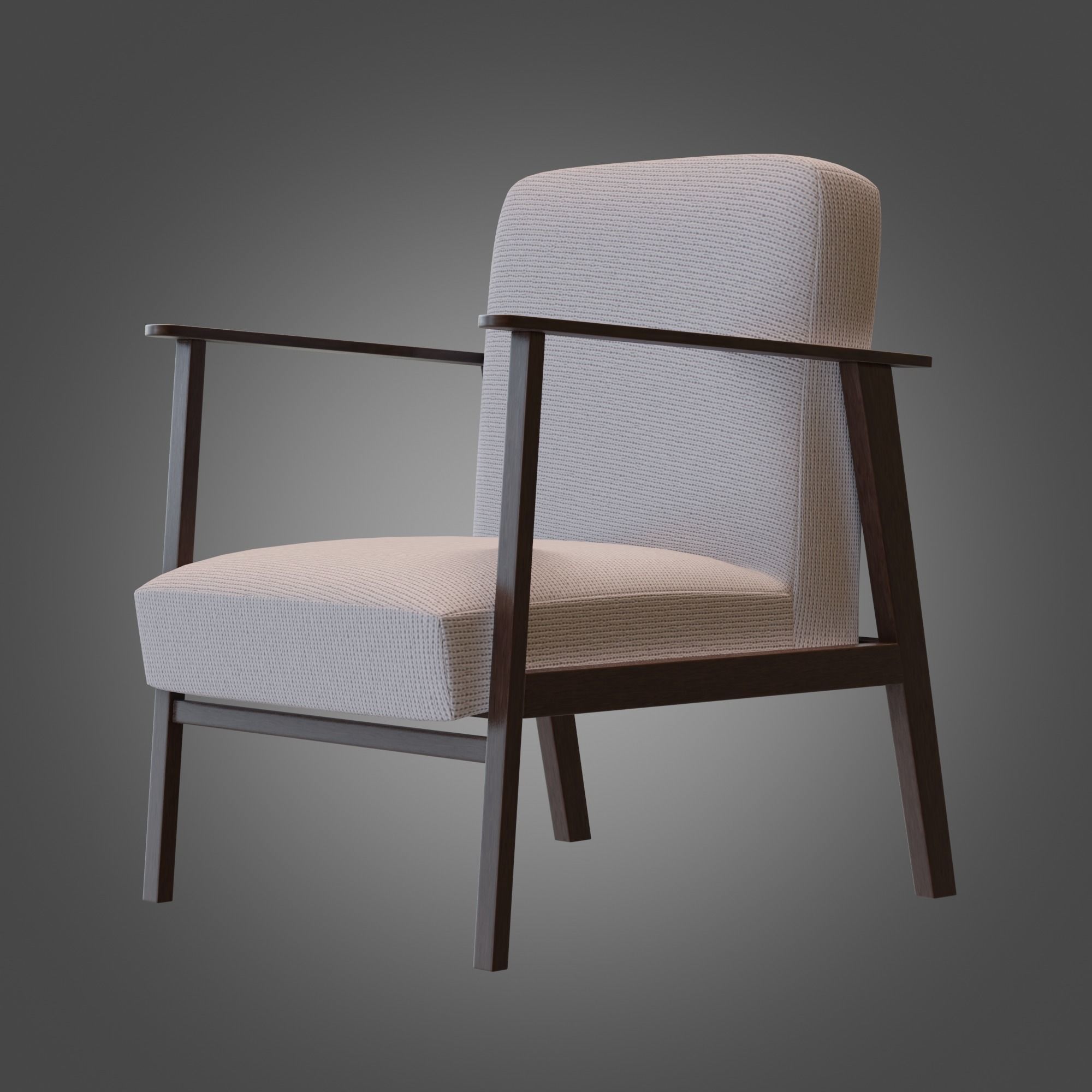 Wooden Armchair White Subdivision Ready for Film Low-poly 3D model_3