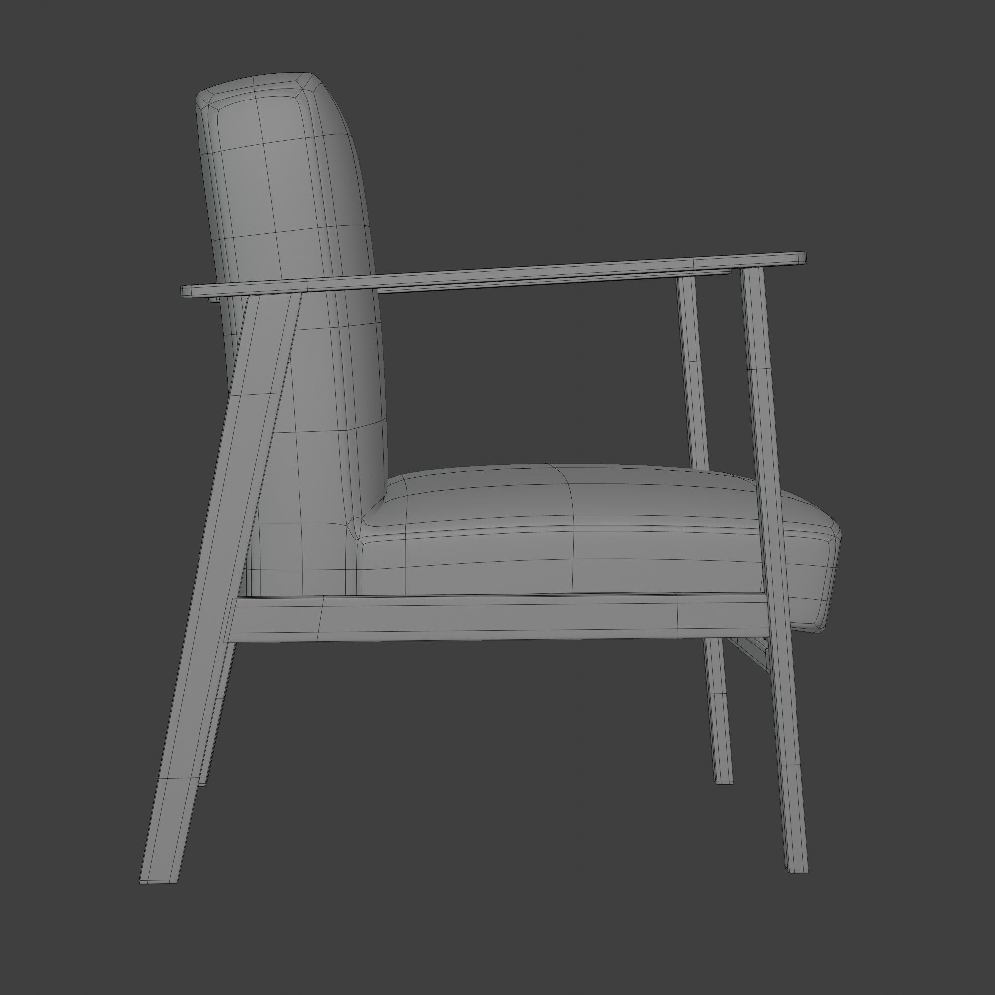 Wooden Armchair White Subdivision Ready for Film Low-poly 3D model_26
