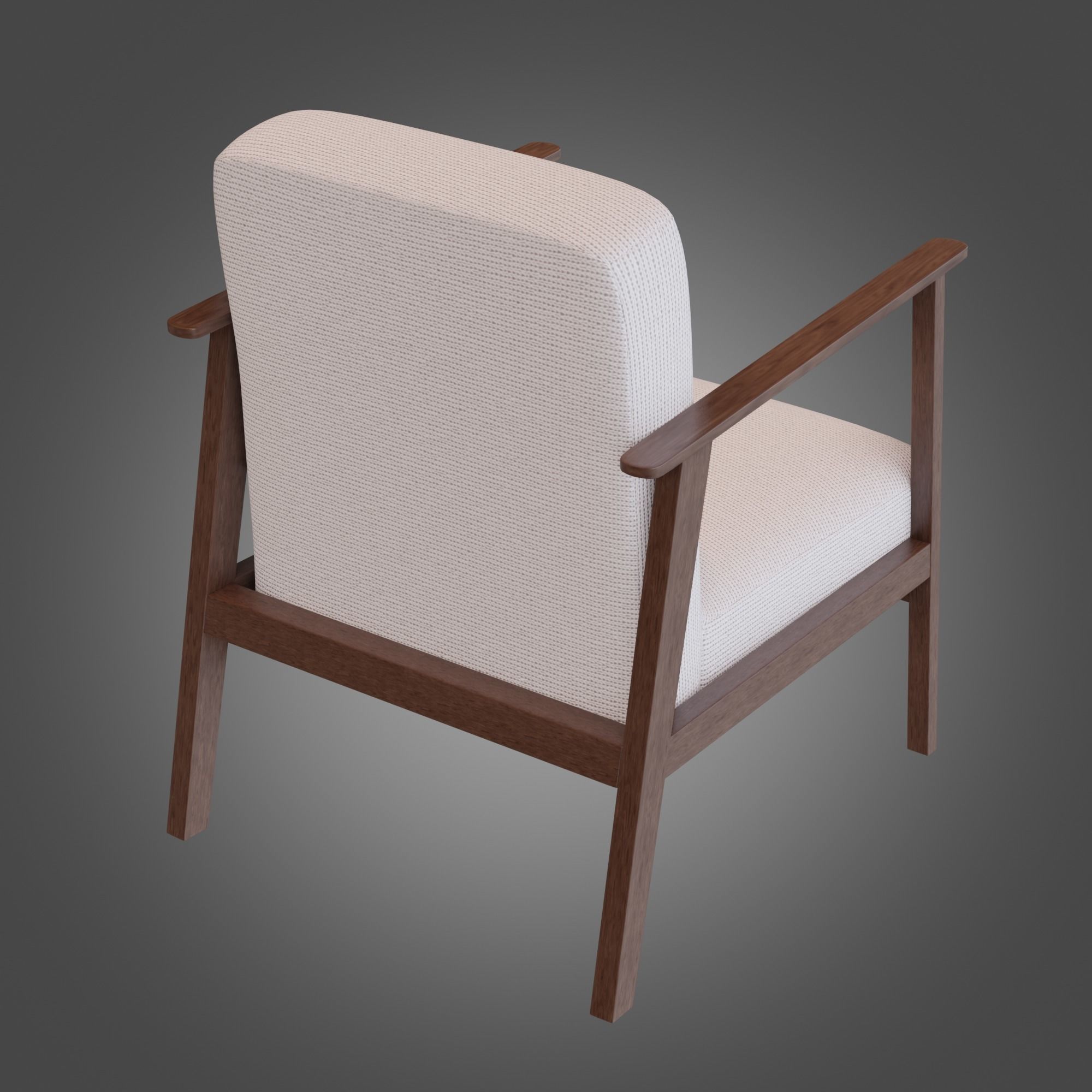 Wooden Armchair White Subdivision Ready for Film Low-poly 3D model_5
